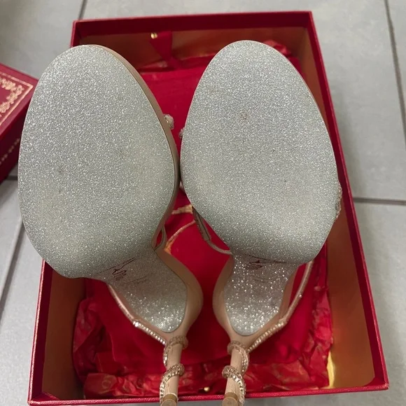 Rene Caovilla Beige Spiral Strap Heels - Picture 4 of 10